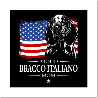 Proud Bracco Italiano Mom American Flag patriotic dog Posters and Art